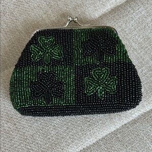 The Bridgets of Erin’s Elegant Shamrock Beaded Coin Purse